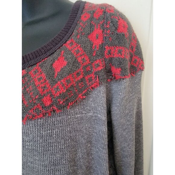 We The Free CABIN IN THE WOODS Thermal Nordic Lace Knit Boho Shirt Top Women's M - Picture 3 of 8